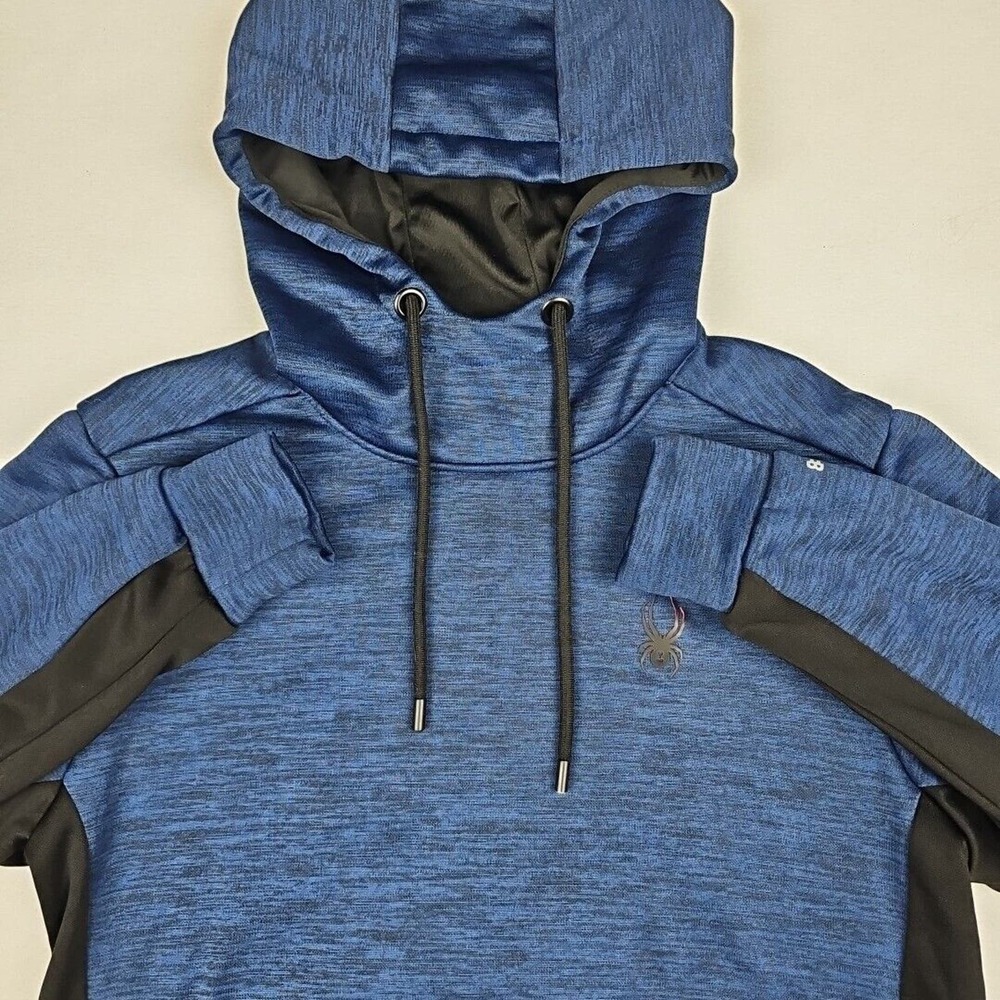 Spyder Active Mens Pullover Hoodie Size S Blue/Black Performance Activewear